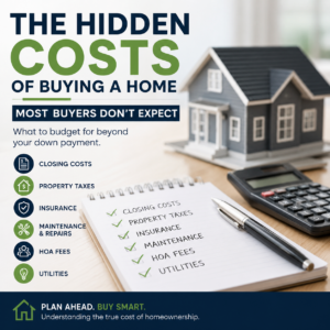 Hidden costs of buying a home, including closing costs, taxes, insurance and maintenance