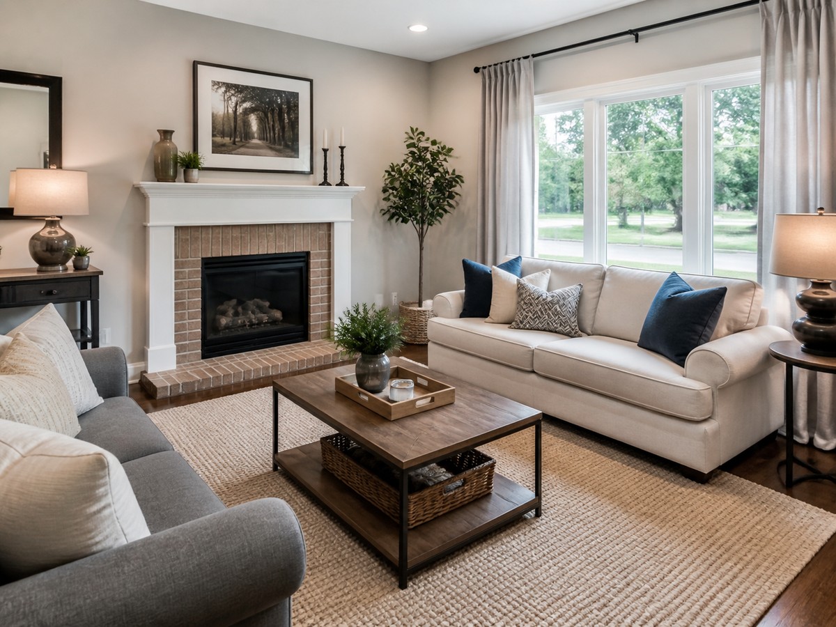 Bright, well-prepared living room ready for a home showing