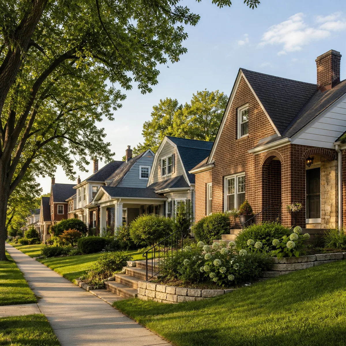 Generic Midwestern neighborhood representing different market responses
