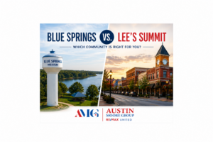 Community comparison graphic for Blue Springs and Lee's Summit.
