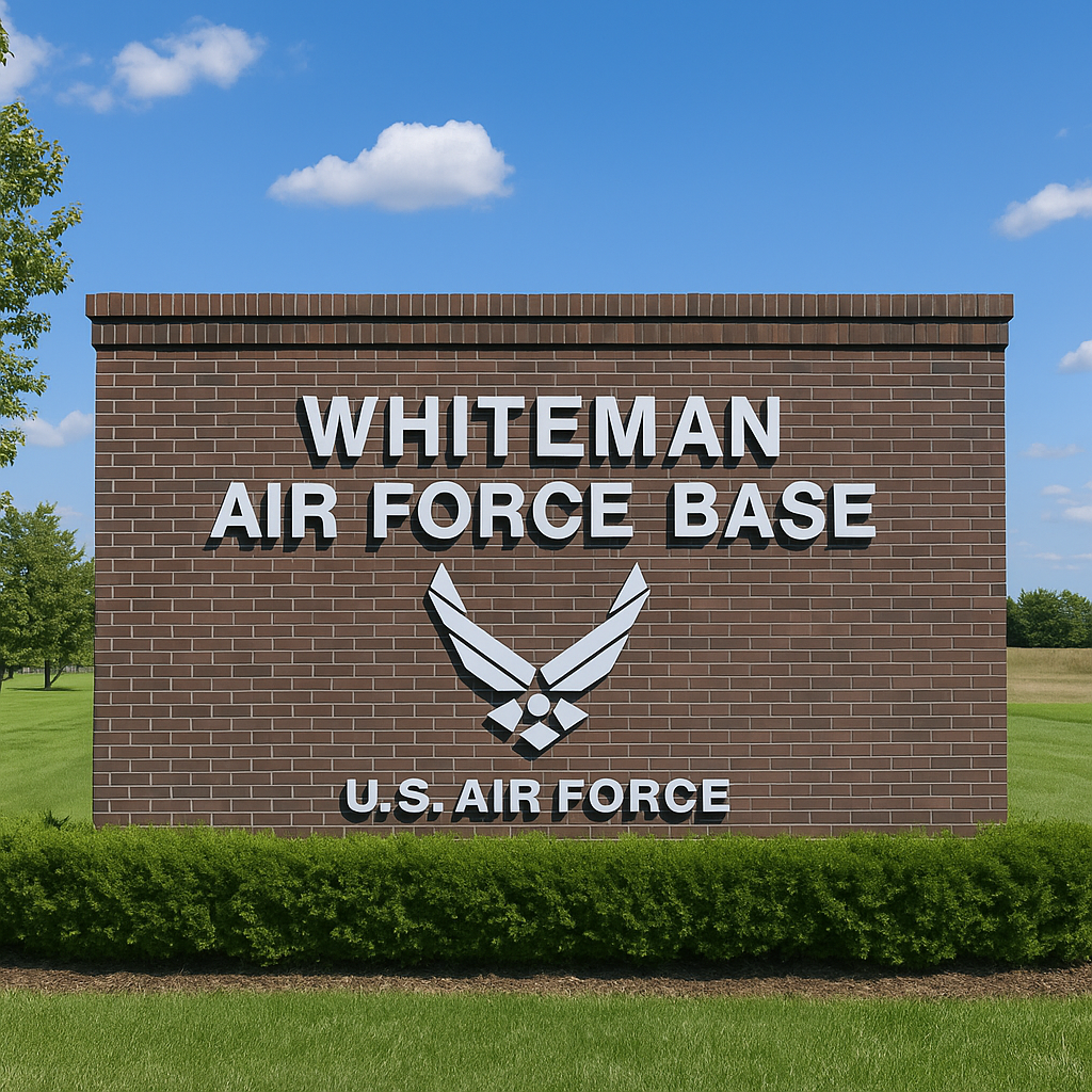 Whiteman Air Force Base sign illustration.